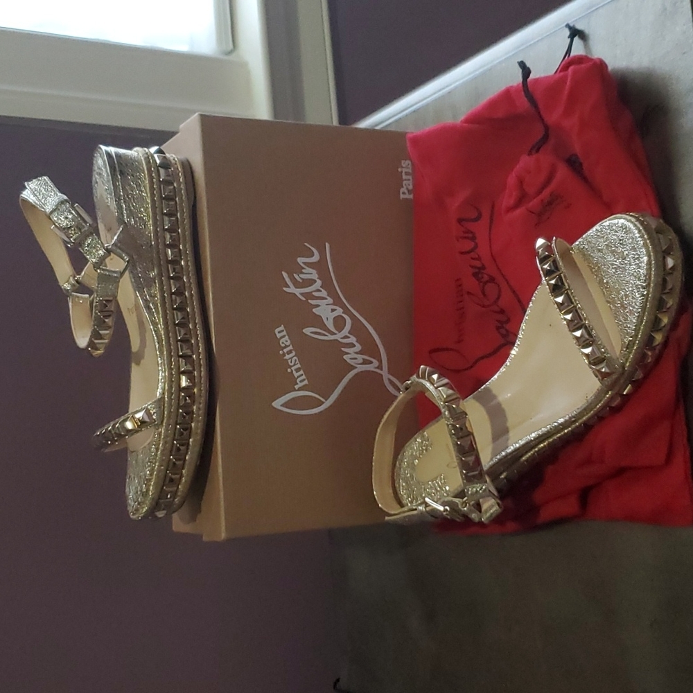 Authentic Christian Louboutin Gold Studded Sandal